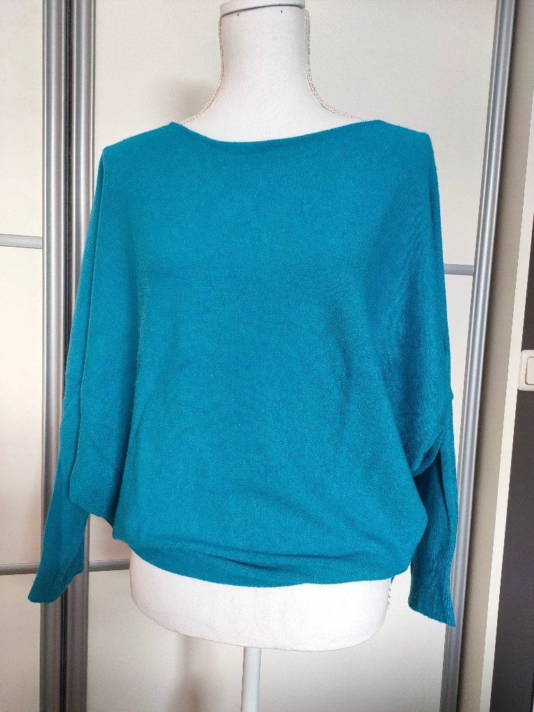 Vleermuistrui in Turquoise - maat M, Maat 38/40 (M), Ophalen of Verzenden, Witteveen, Gedragen
