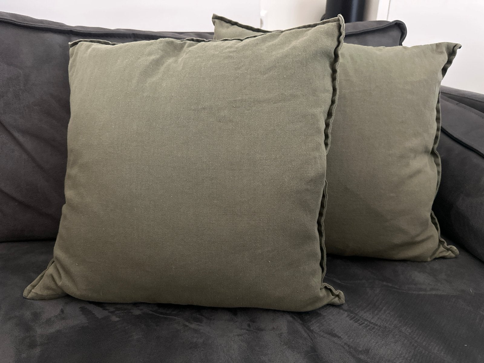 2x IKEA GURLI Kussenhoes groen met binnenkussen 50x50 cm, Gebruikt, Inclusief binnenkussen, IKEA, Vierkant