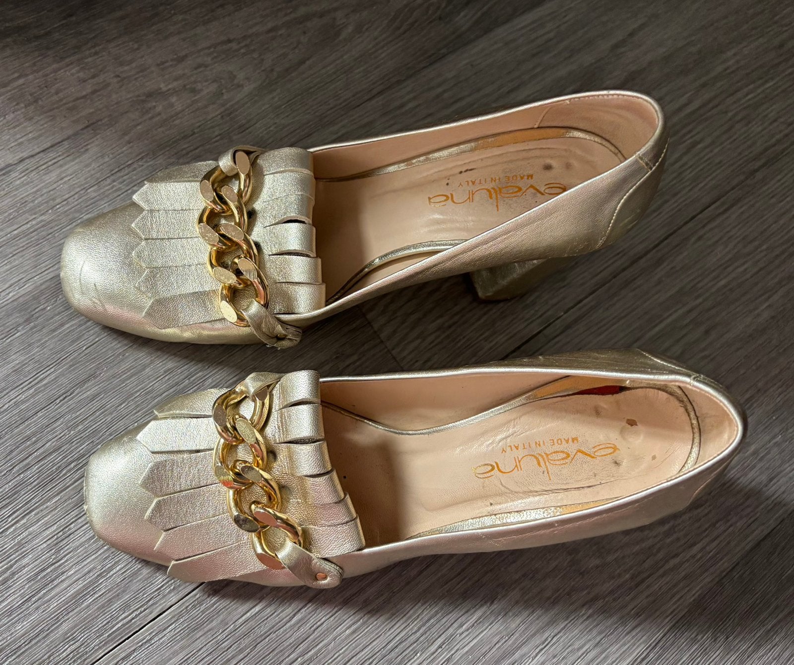 Gouden pumps Evaluna maat 38,5, Kleding | Dames, Schoenen, Ophalen of Verzenden, Zo goed als nieuw, Overige kleuren, Pumps
