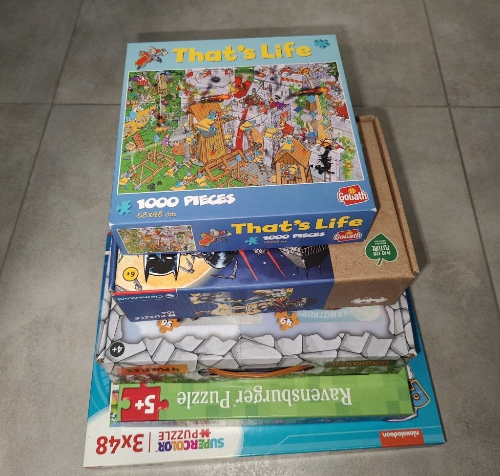 Puzzelpakket – 5 leuke puzzels voor €25,-, Hobby en Vrije tijd, Denksport en Puzzels, Ophalen, 500 t/m 1500 stukjes, Gebruikt