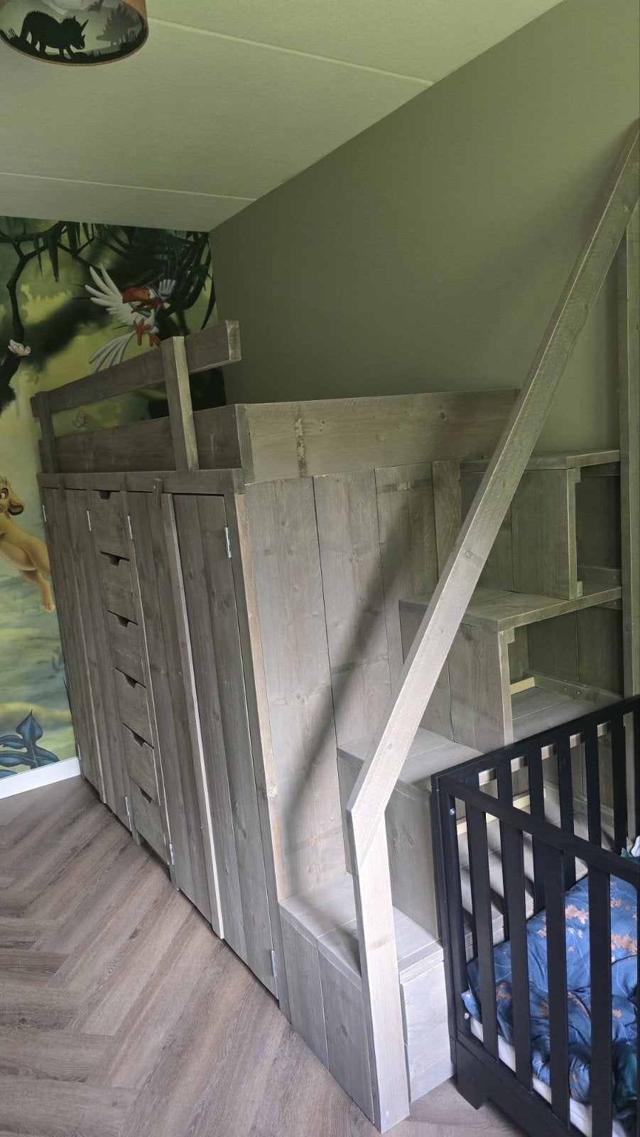 Stevige hoogslaper met veel opbergruimte en lattenbodem, Ophalen, 85 tot 100 cm, Gebruikt, Hoogslaper of Stapelbed