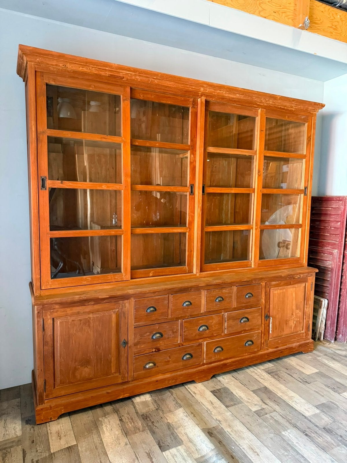 Buffetkast gerecycled teakhout, teak hout winkelkast, Huis en Inrichting, Kasten | Buffetkasten, Info@scholtens-antiek.nl, Met deur(en)