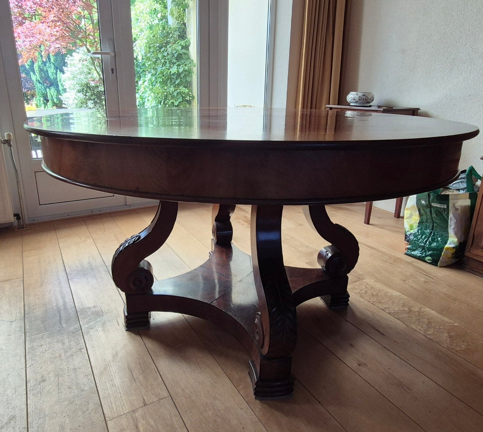 Antieke ronde mahonie tafel - Empire/Biedermeier stijl, Ophalen