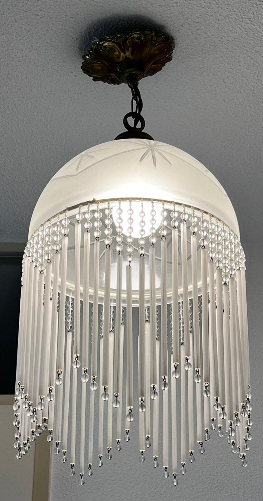 Kroonluchter - diameter 25 cm, Huis en Inrichting, Lampen | Kroonluchters, Ophalen, Zo goed als nieuw, Glas, E27 (groot)