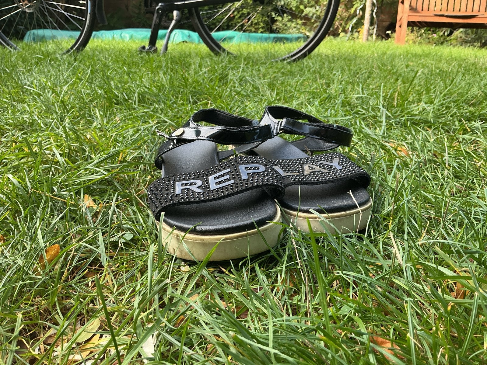Replay sandalen met plateauzool - Maat 38, Ophalen of Verzenden, Gedragen, Zwart, Sandalen of Muiltjes