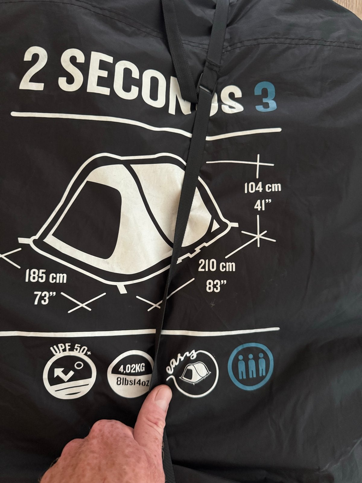Quechua 2 Seconds 3 persoons tent black, Ophalen, Gebruikt, Tot en met 3