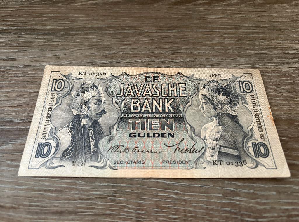 Biljet 10 gulden Javaanse Dansers, Nederlands-Indië, Postzegels en Munten, Bankbiljetten | Nederland, Ophalen of Verzenden, 10 gulden