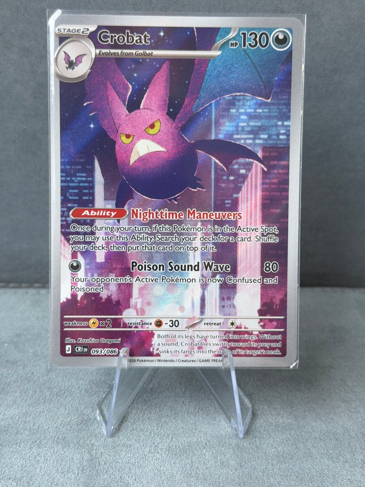 Crobat Pokémon Kaart - CR I EN 093/086, Ophalen of Verzenden, Zo goed als nieuw, Losse kaart