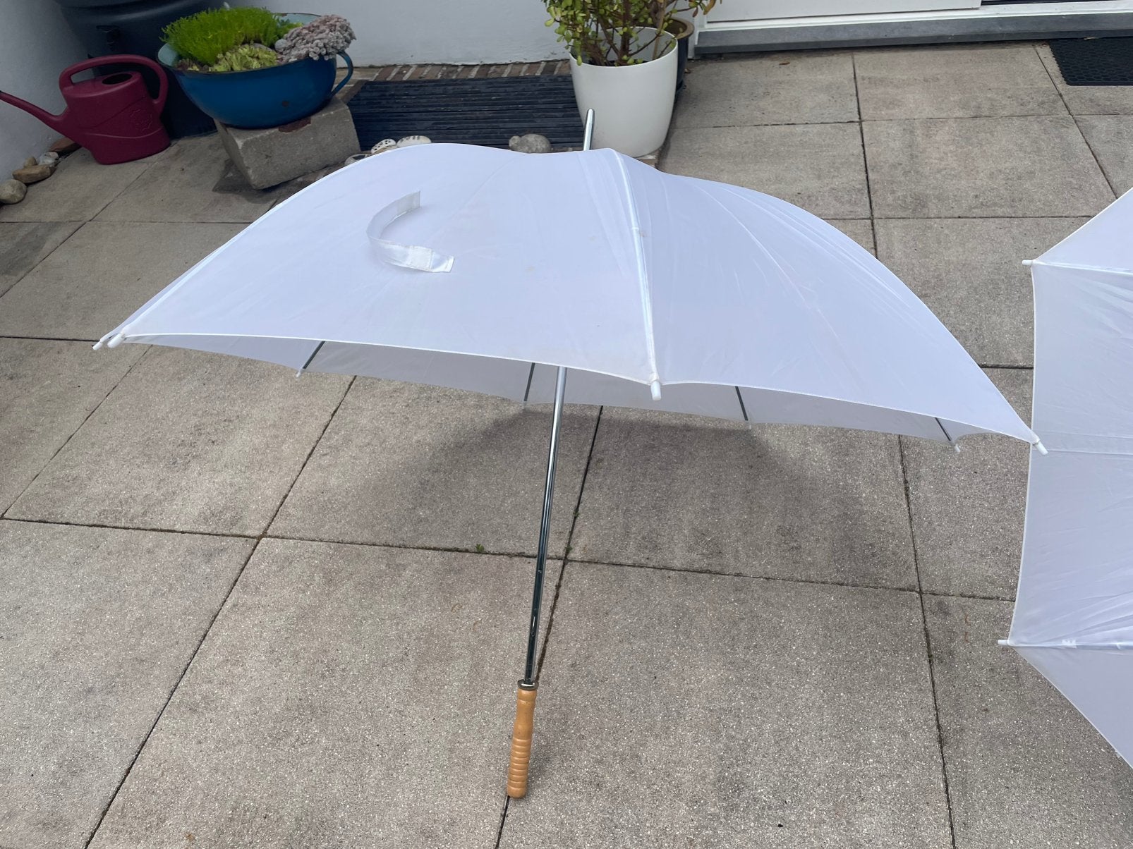 Grote witte parasol- 125cm doorsnede, 100cm lengte, Ophalen of Verzenden, Zo goed als nieuw, Wit