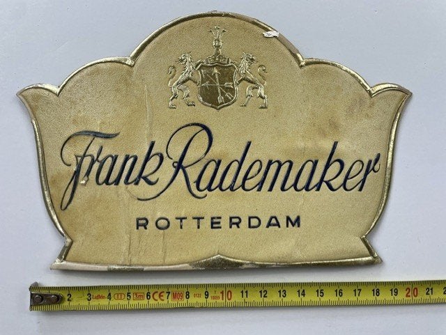 Reclame schildje Frank Rademaker Rotterdam Haagsche Hopjes, Verzamelen, Ophalen of Verzenden, Gebruikt, Overige typen