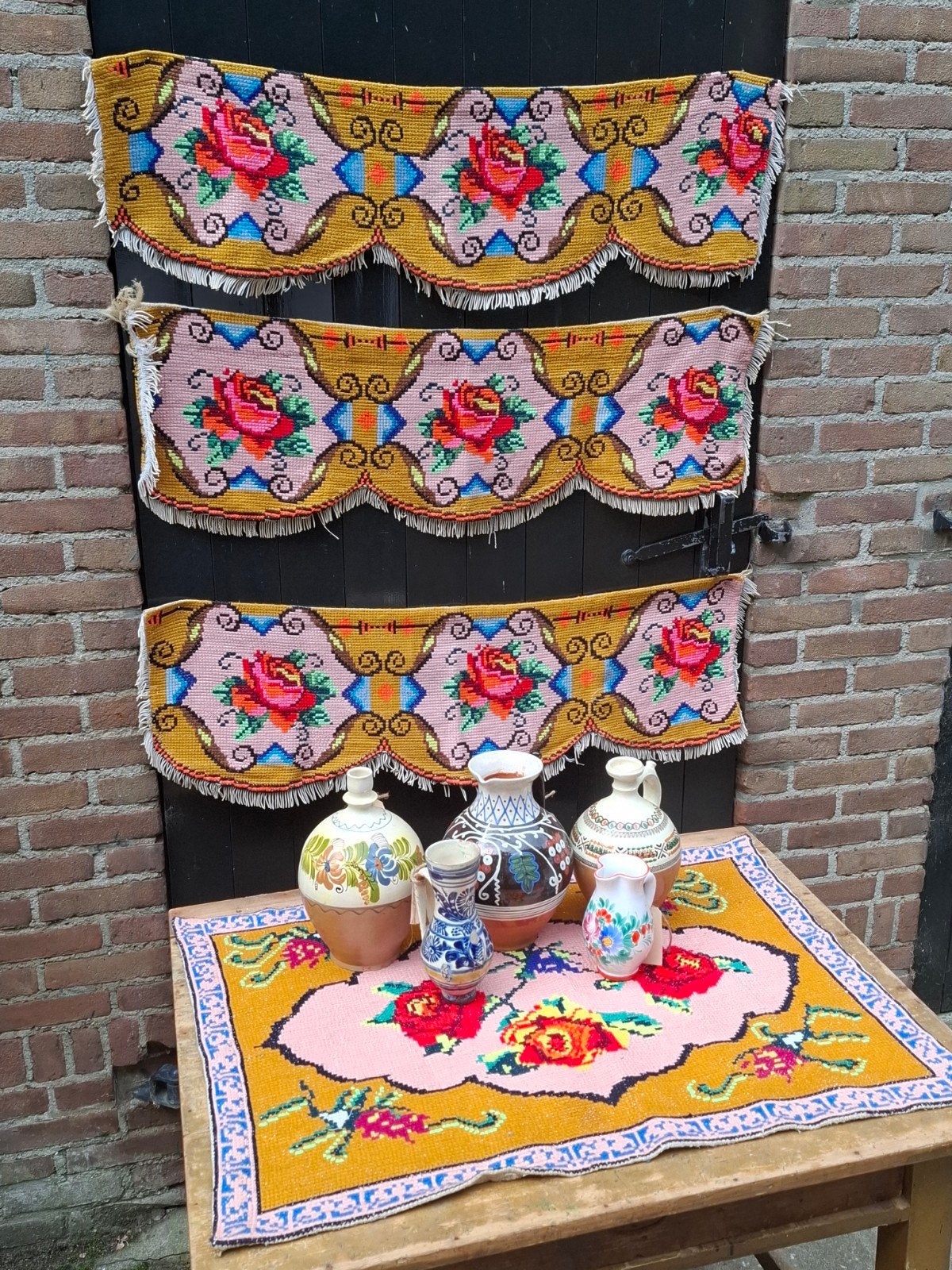 oue vintage moldavisch rozenkelim oostblok kleed valance val, Gebruikt, T, 200 cm of meer, N