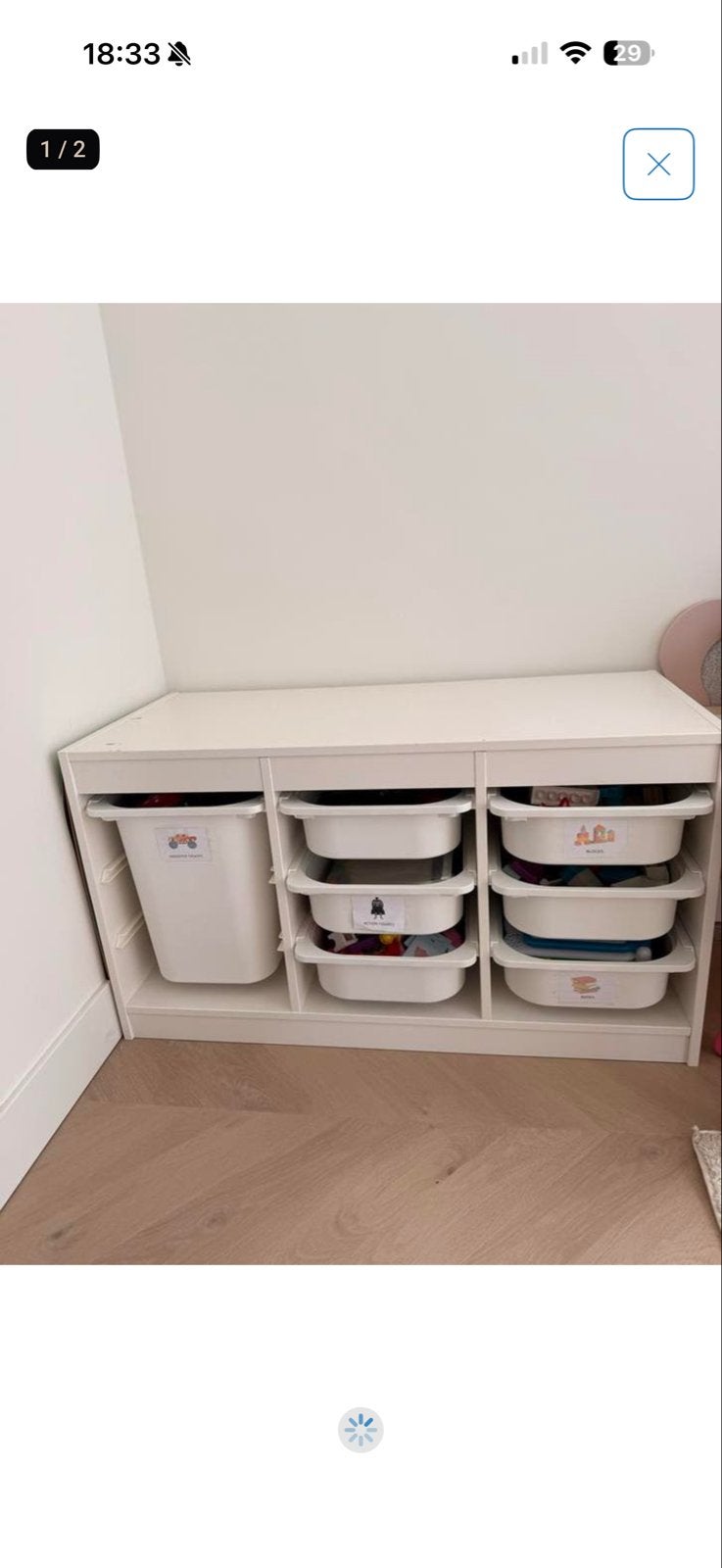 2x IKEA Trofast inclusief bakken wit, 99x44x56 cm, Gebruikt, Kast, 75 tot 100 cm, Minder dan 50 cm