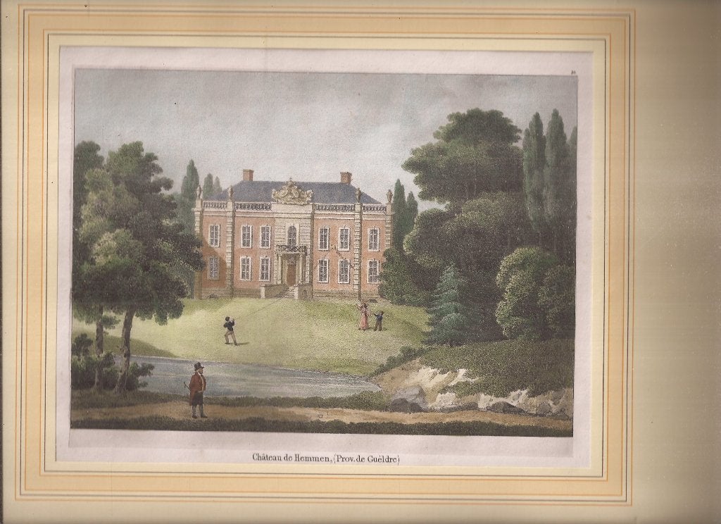 Château de Hemmen (Province de Gueldre)ca. 1830 Ingekl Litho, 1800 - 1899, Architectuur, Ophalen of Verzenden, 15 cm