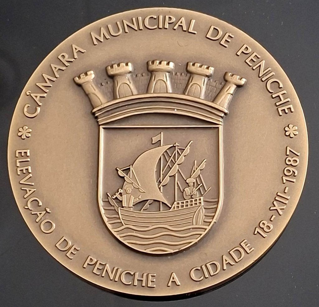 Penning Brons Portugal Elevação de Peniche a Cidade, Postzegels en Munten, Penningen en Medailles, Ophalen of Verzenden, Brons