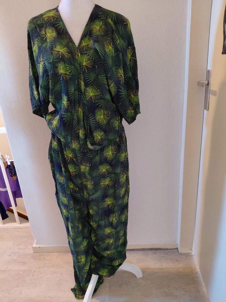 Geisha jumpsuit met tropische print, maat XL/42, Kleding | Dames, Jumpsuits, Geisha, Ophalen of Verzenden, Zo goed als nieuw, Groen