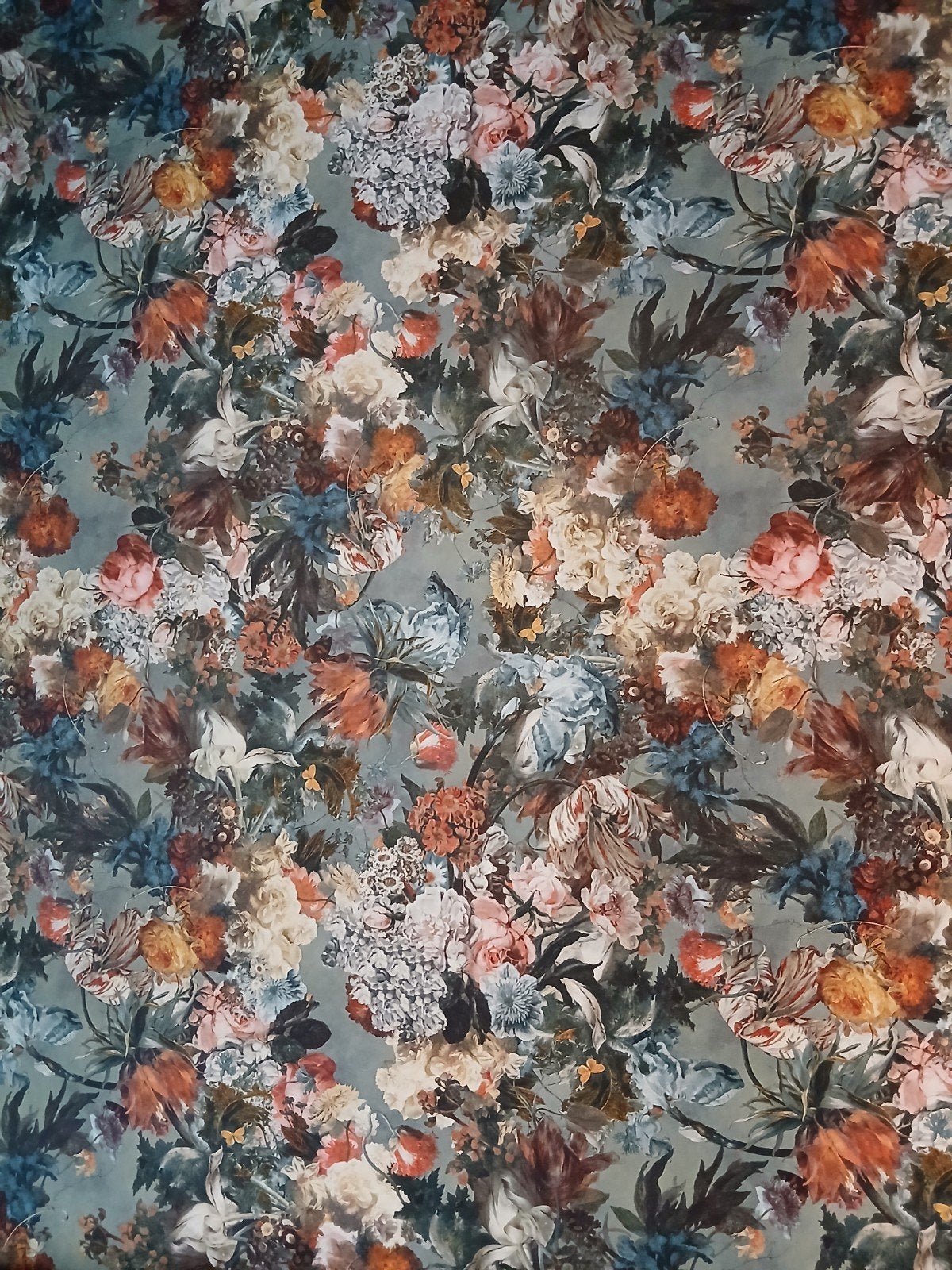 rasch vlies behang grijs blauw bloemen bladeren, Ophalen of Verzenden, Blauw