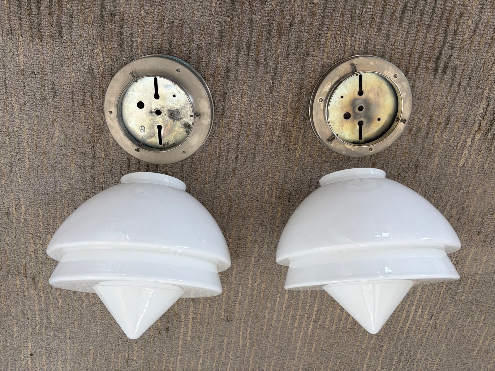 Gispen punt plafonnières - 2 stuks, Huis en Inrichting, Lampen | Plafondlampen, Zo goed als nieuw, Glas, Metaal, Ophalen