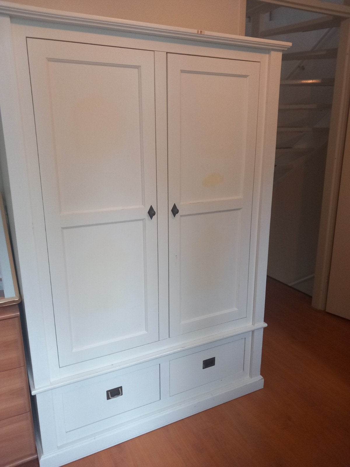 Witte kledingkast met lades en planken, Ophalen, Gebruikt, 50 tot 70 cm, 105 cm of meer