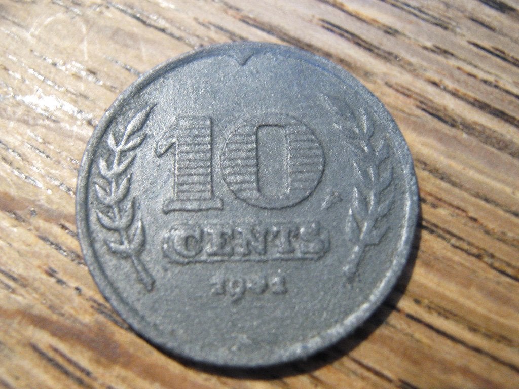 Oorlogsgeld WW2, zink Dubbeltje 1941, Duitse bezetting #458, Postzegels en Munten, Munten | Nederland, Ophalen of Verzenden, Koningin Wilhelmina