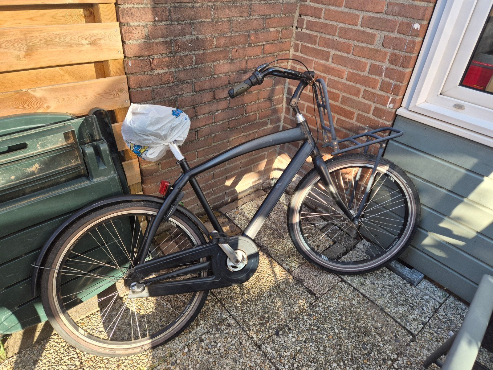 Gebruikte stadsfiets met voordrager, Overige merken, Terugtraprem, Ophalen of Verzenden, 53 tot 56 cm