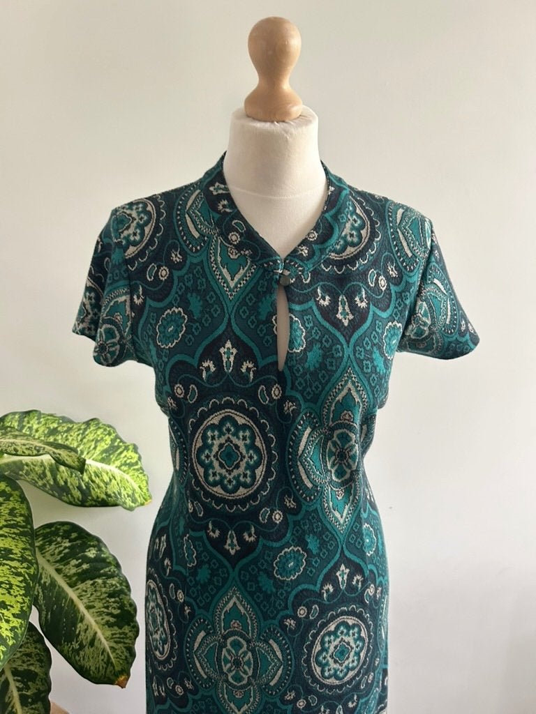King Louie maat XL groene midi Kimono Aziatische jurk 3411, Maat 46/48 (XL) of groter, Ophalen of Verzenden, Zo goed als nieuw