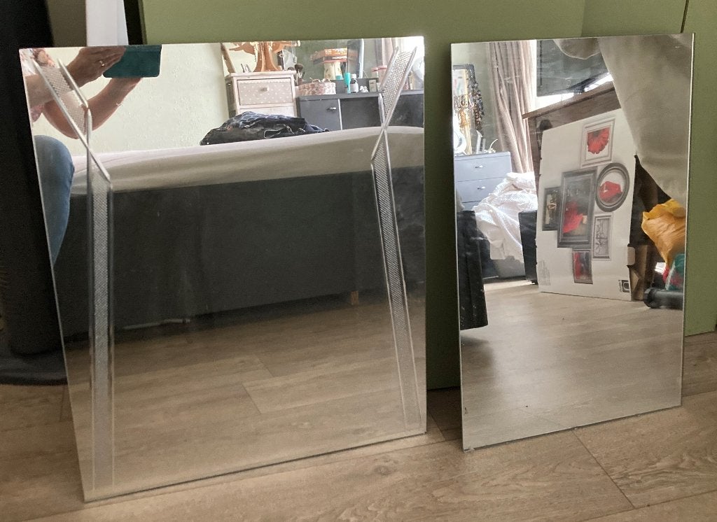 2x Spiegel zonder lijst, Huis en Inrichting, Woonaccessoires | Spiegels, Ophalen, Minder dan 50 cm, Gebruikt, Minder dan 100 cm