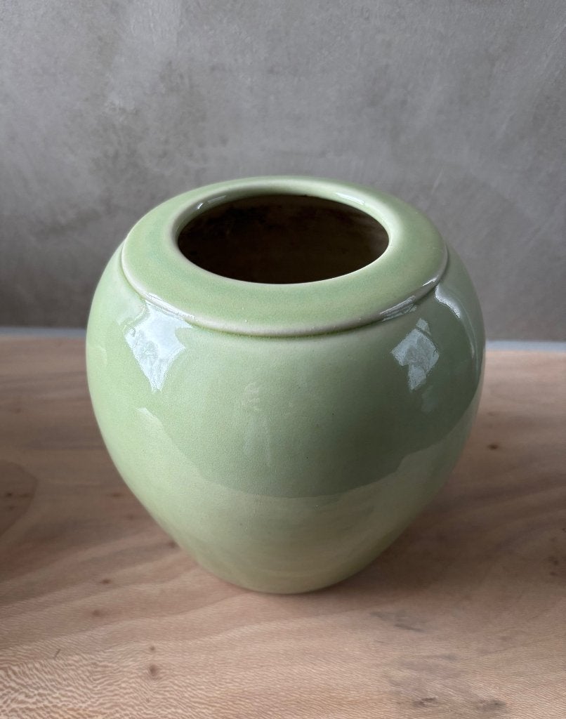 Vintage KLEIN Vaas Vaasje 15 cm Celadonkleur, Ophalen of Verzenden
