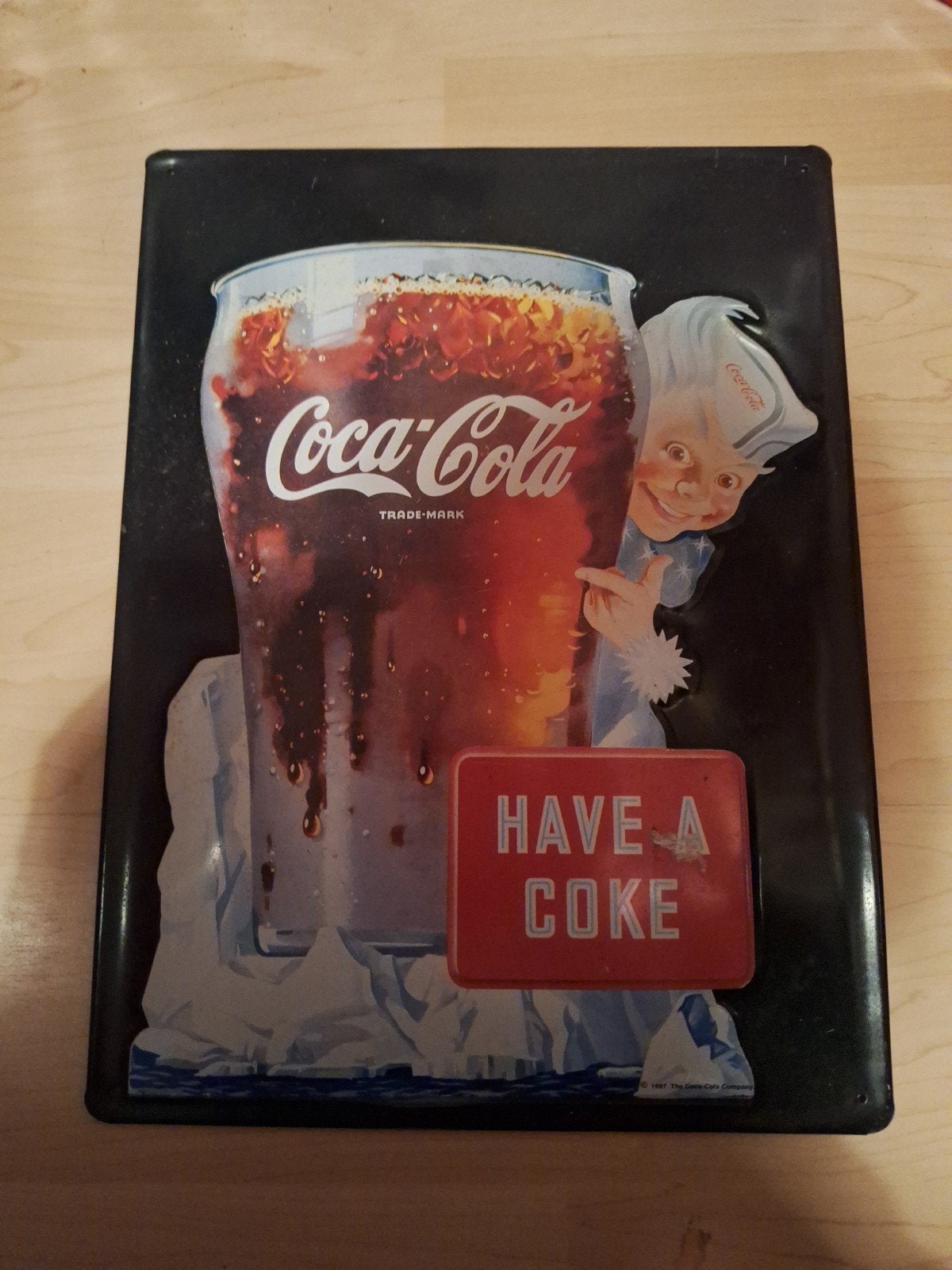 Vintage Coca-Cola Reclamebord (1997), Ophalen, Gebruikt, Reclamebord