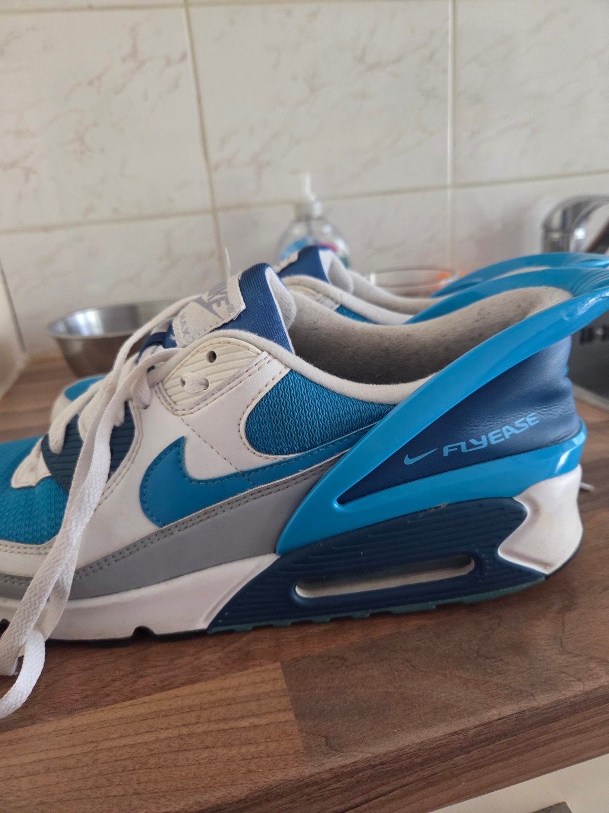 Nike Air Max 90 FlyEase - Blauw/Wit, Blauw, Nike, Ophalen of Verzenden, Gedragen
