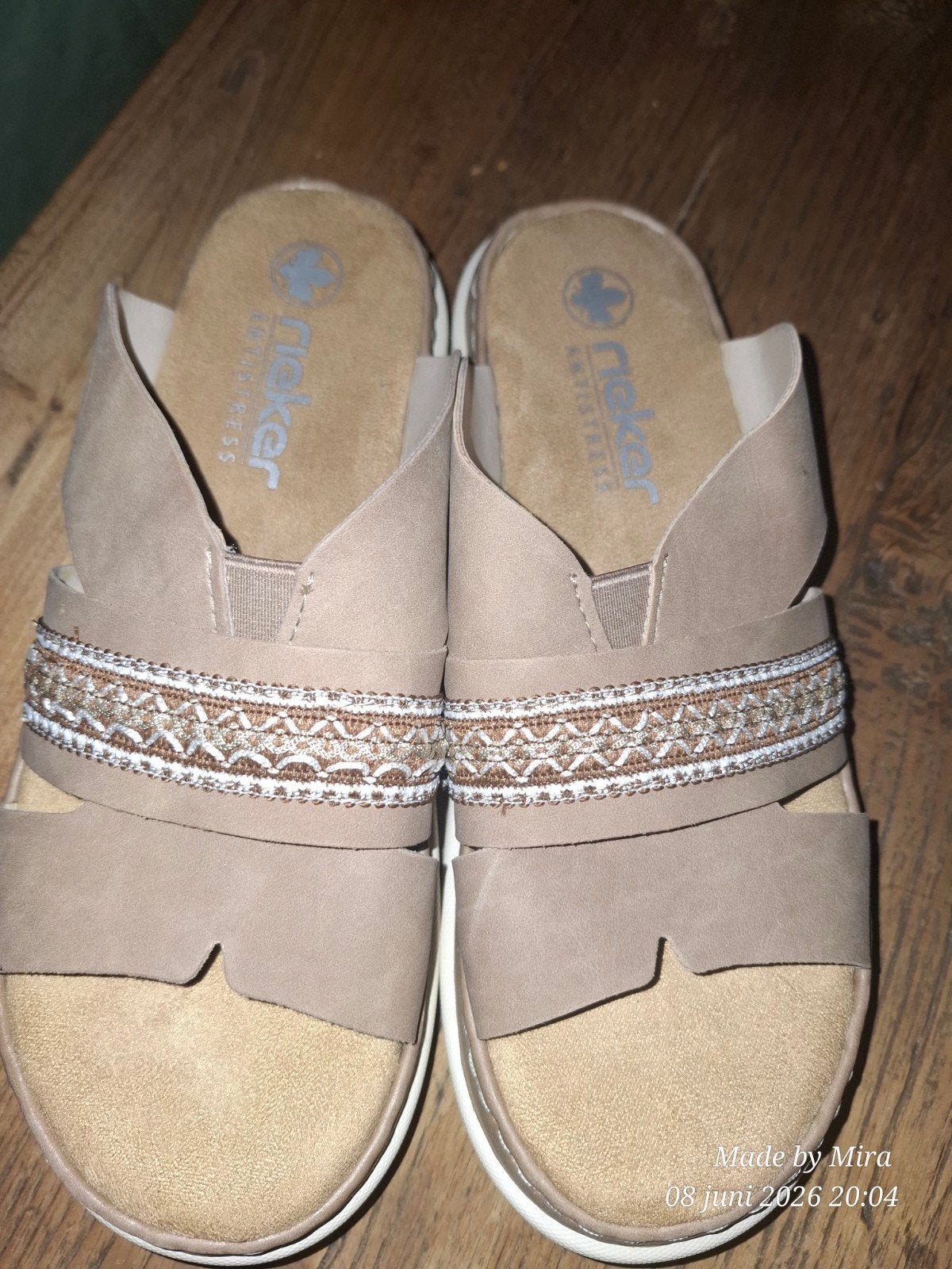 39 Rieker Antistress Sandalen - Comfortabele Beige Slippers, Kleding | Dames, Schoenen, Slippers, Beige, Ophalen of Verzenden