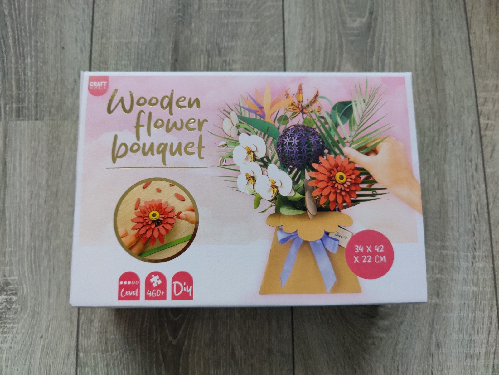 Houten bloemen bouwpakket knutselset 3D bloem DIY action, Ophalen of Verzenden
