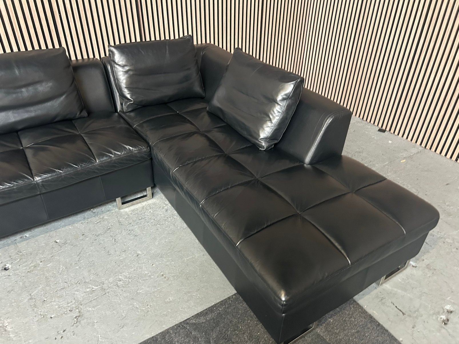 GRATIS LEVERING Hoekbank Leer Zwart 290X210 GEREINIGD, Huis en Inrichting, 250 tot 300 cm, Hoekbank zwart leer, Hoekbank, Leer