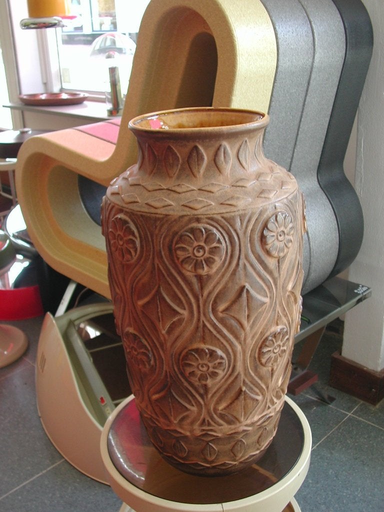 vloervaas 50 cm West Germany keramiek jaren 70 design retro, Ophalen of Verzenden