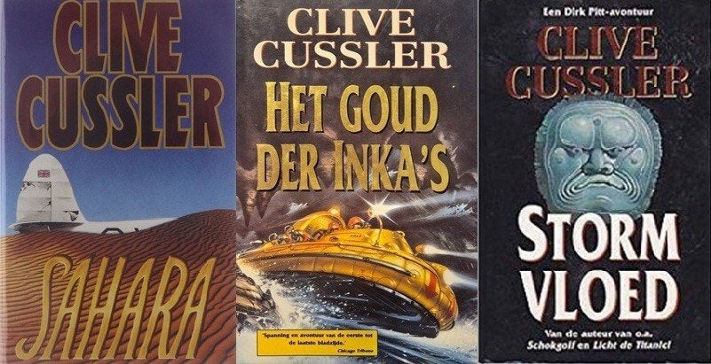 3x Clive Cussler, Sahara, Het goud der Inka's en Stormvloed, Boeken, Ophalen of Verzenden, Gelezen, Clive Cussler