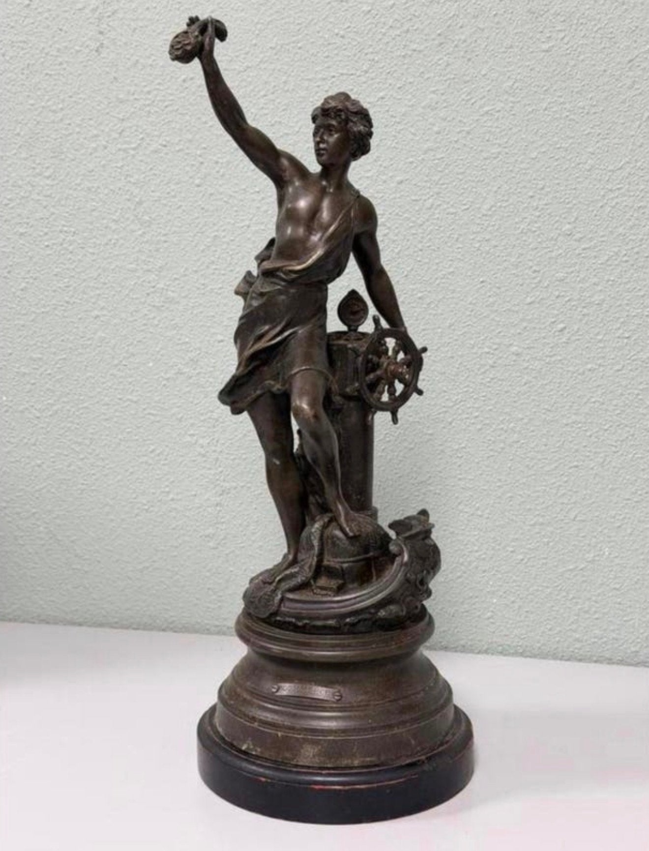 Zeldzaam antiek beeld “Commerce” Charles Octave Levy 1820-99, Gemerkt, Beeld, Bruin, 50 - 100 cm