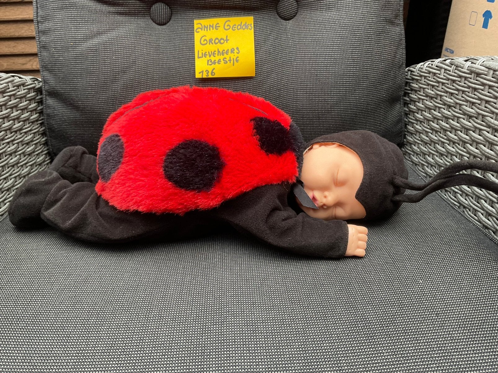 Nieuwe zgan grote Anne Geddes lieveheersbeestje 40 cm, Ophalen, Nieuw, Babypop
