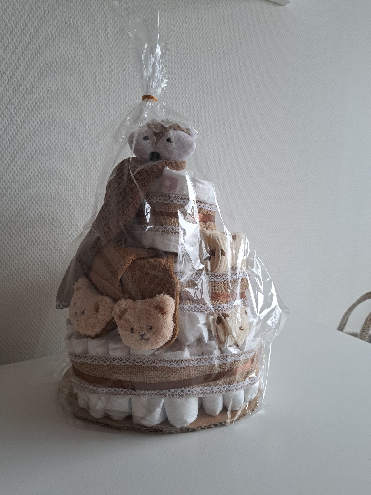 Luiertaart met knuffel en accessoires, Ophalen of Verzenden, Nieuw, Kraamcadeau