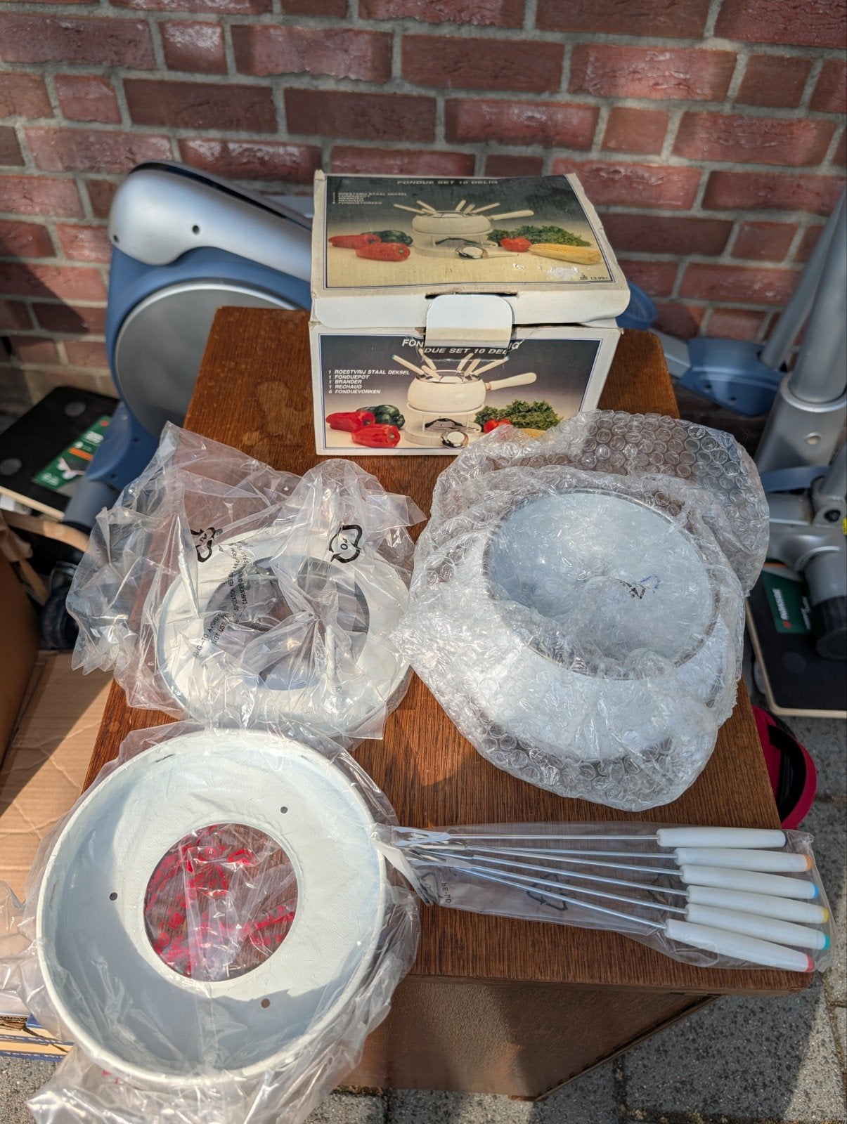 Vintage Fondue Set 10-delig - Nieuw in doos, Witgoed en Apparatuur, Fonduesets, Ophalen of Verzenden, Nieuw, Brander, Fondueset