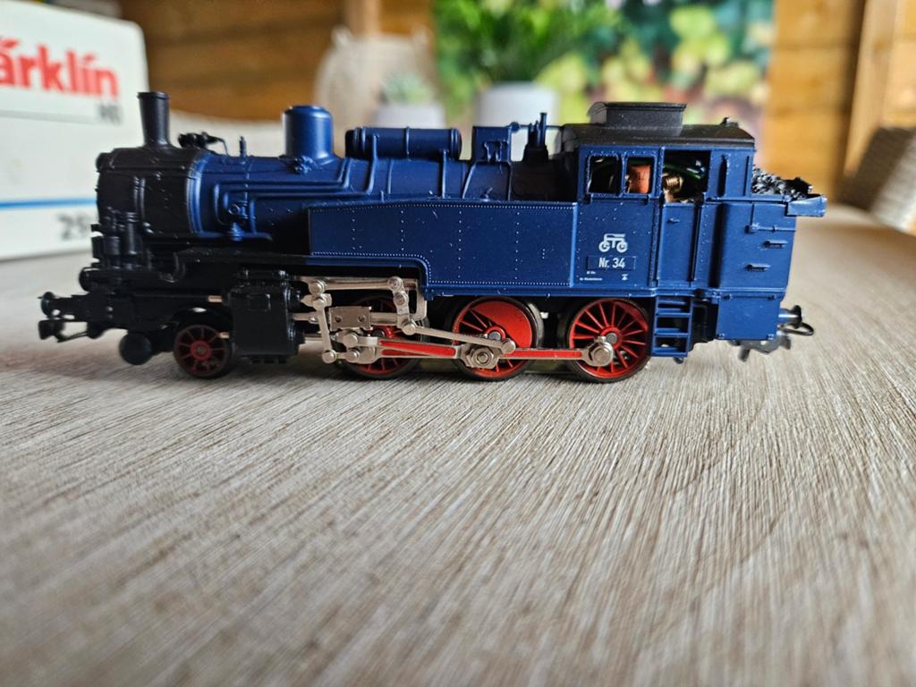 Märklin Stoomlocomotief Nr. 34 - Blauw, Wisselstroom, Locomotief, Ophalen of Verzenden, Zo goed als nieuw