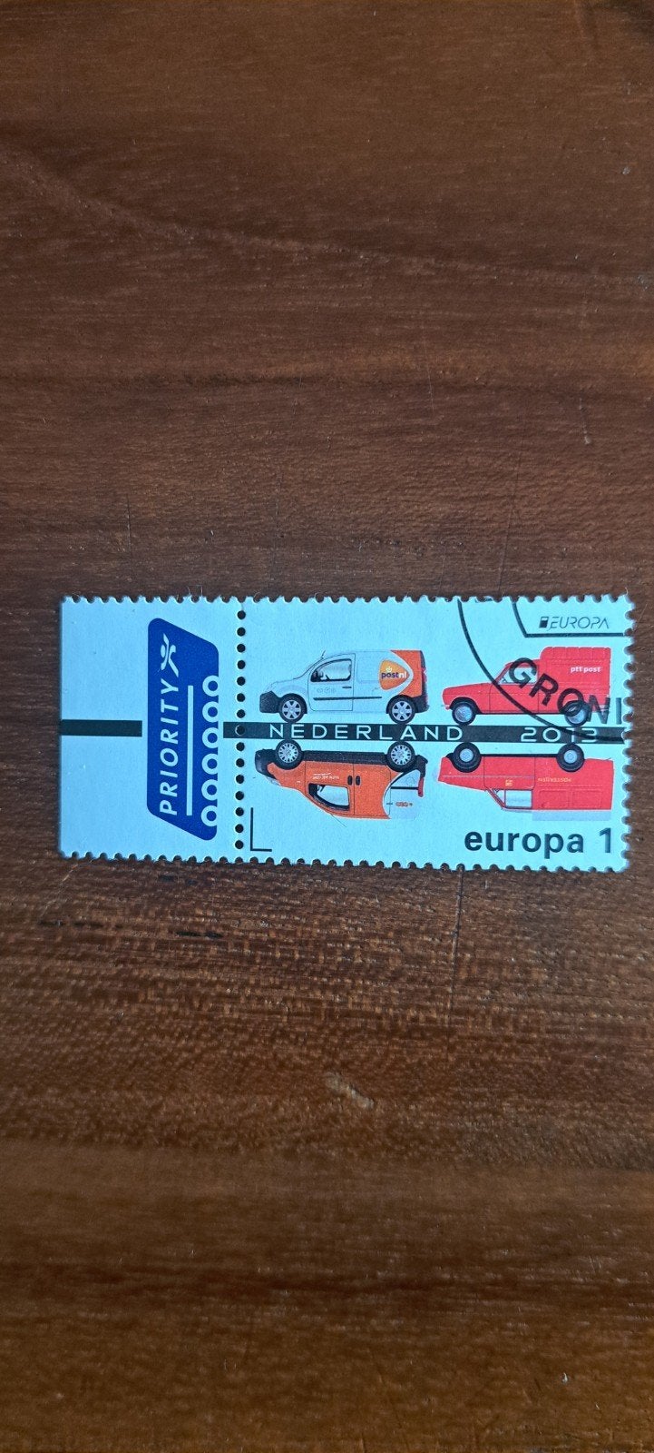 Europazegel postauto met tab. gestempeld. 2013 ., Ophalen of Verzenden