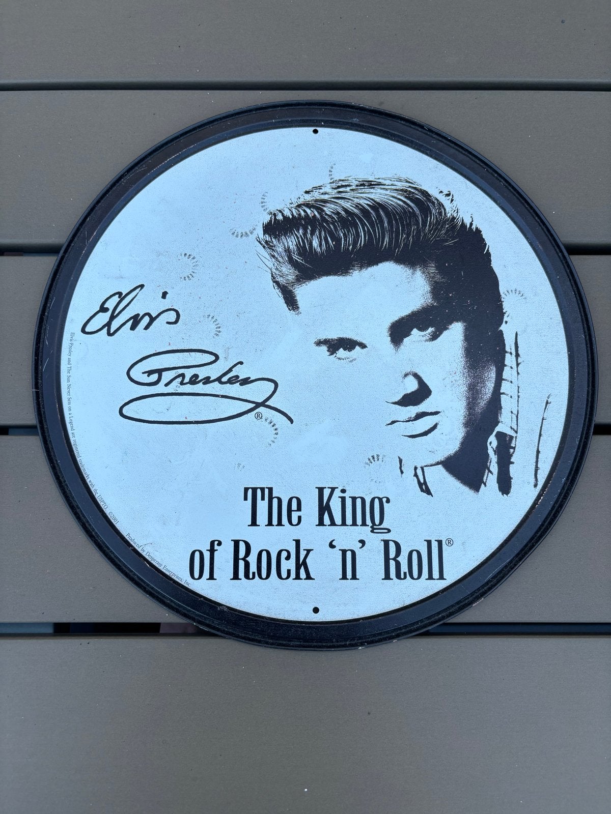 Elvis Presley 'The King of Rock 'n' Roll' metalen bord, Ophalen of Verzenden, Gebruikt, Gebruiksvoorwerp