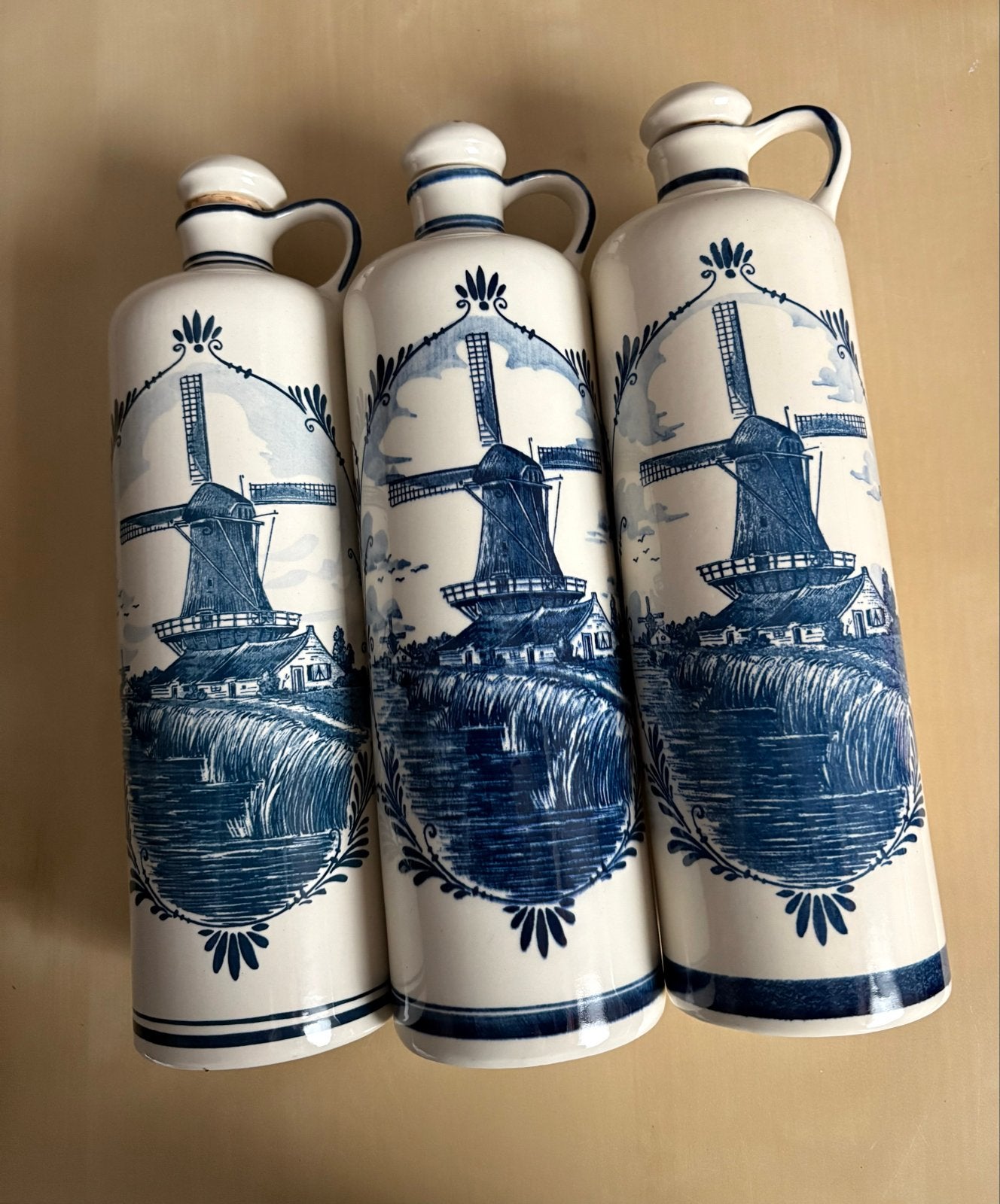 3 Vintage Delft Blauw BOLS Jenever Kruiken - Handwerk Hollan, Antiek en Kunst, Ophalen