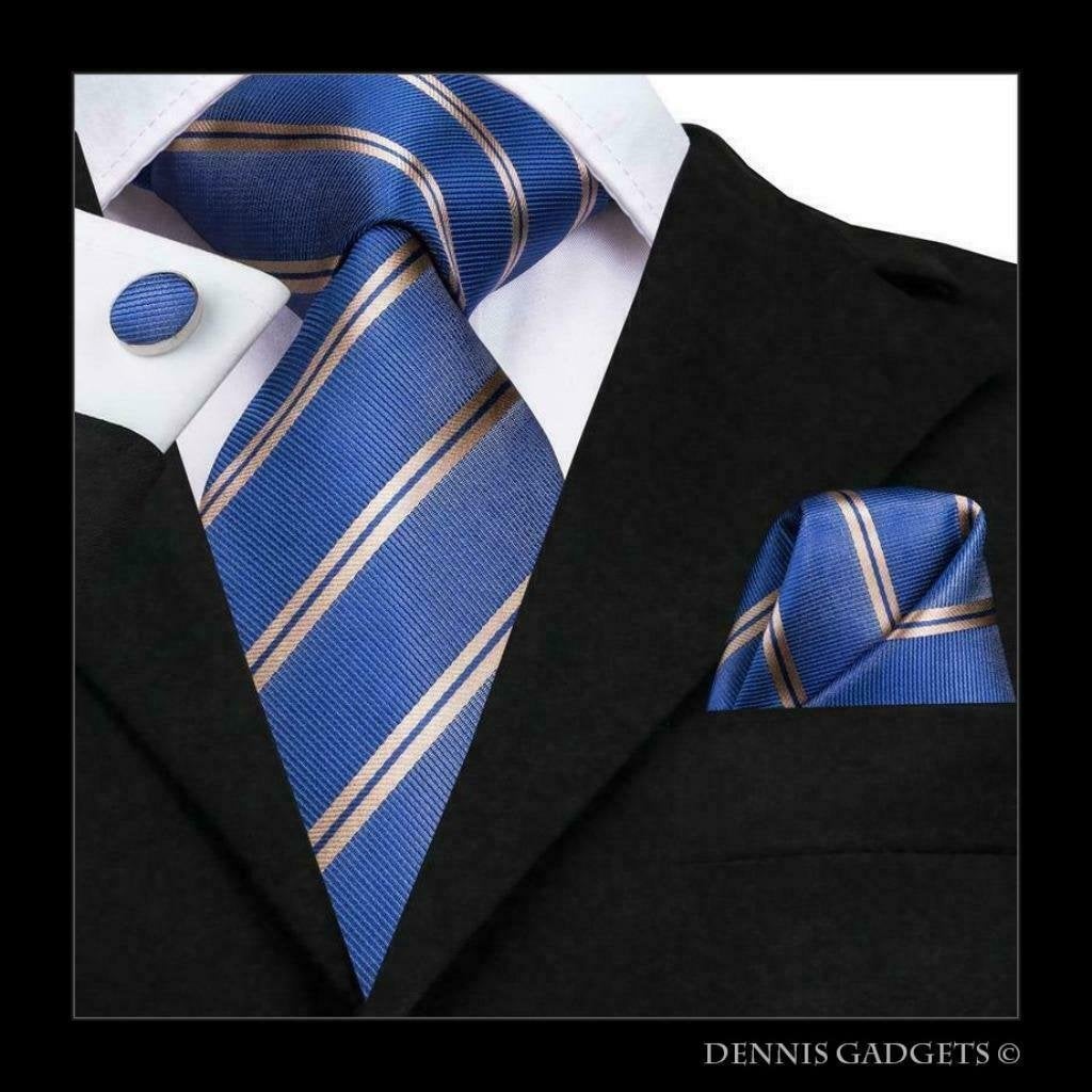 Dennis Gadgets: 100 % zijden stropdas ( 3 delig !! ) DG 3178, Ophalen of Verzenden, Nieuw, Blauw, Met patroon