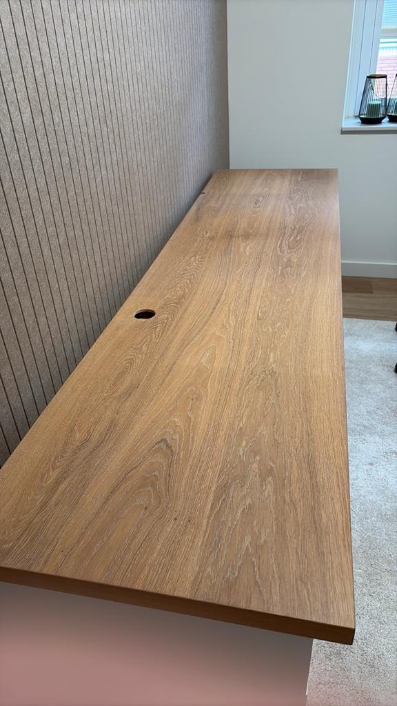 houten bureaublad, Ophalen, 230 cm, Hout, Bruin