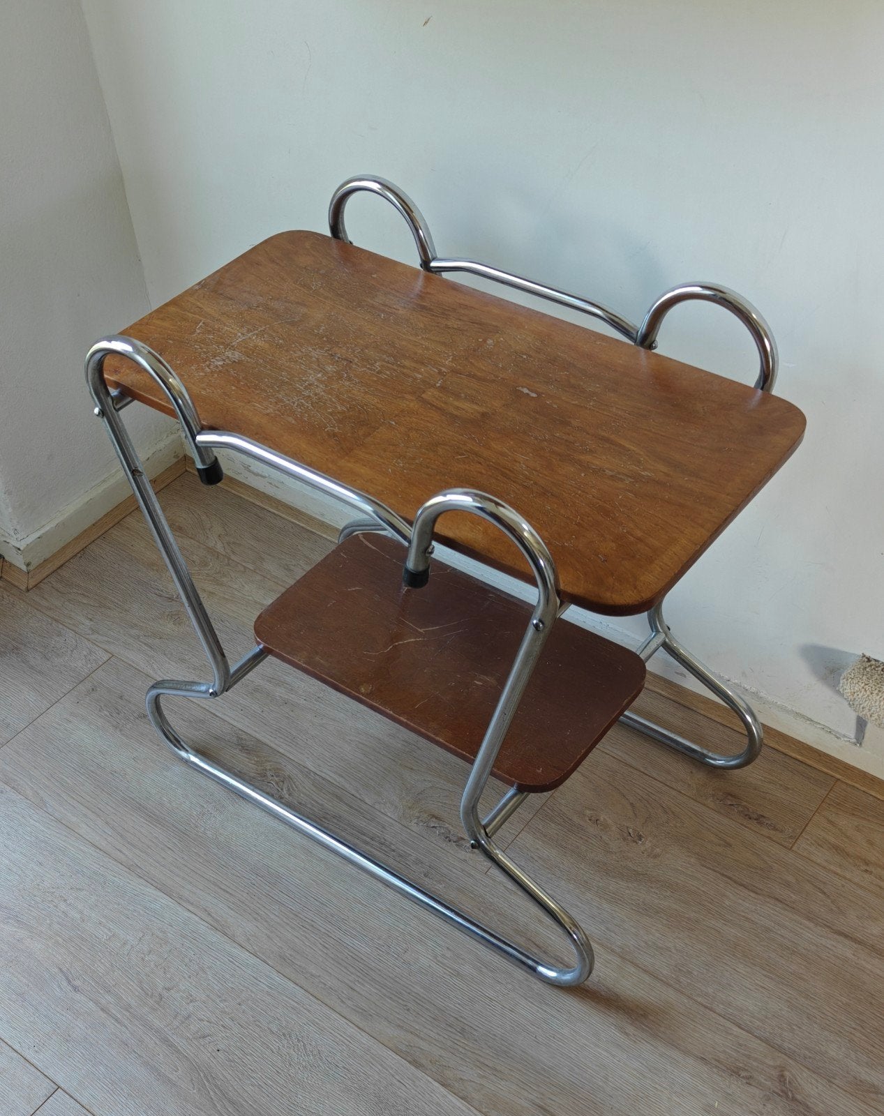 Mid-century Bauhaus Stijl Bijzettafel, Ophalen, Gebruikt, 55 tot 75 cm, 60 cm of meer