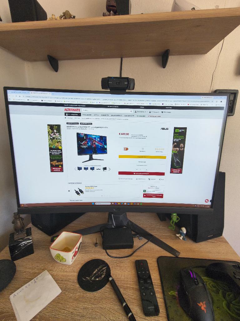 Te Koop :Asus rog strix XG27AQV 27 inch, Ophalen, Curved, Zo goed als nieuw, 1 tot 2 ms