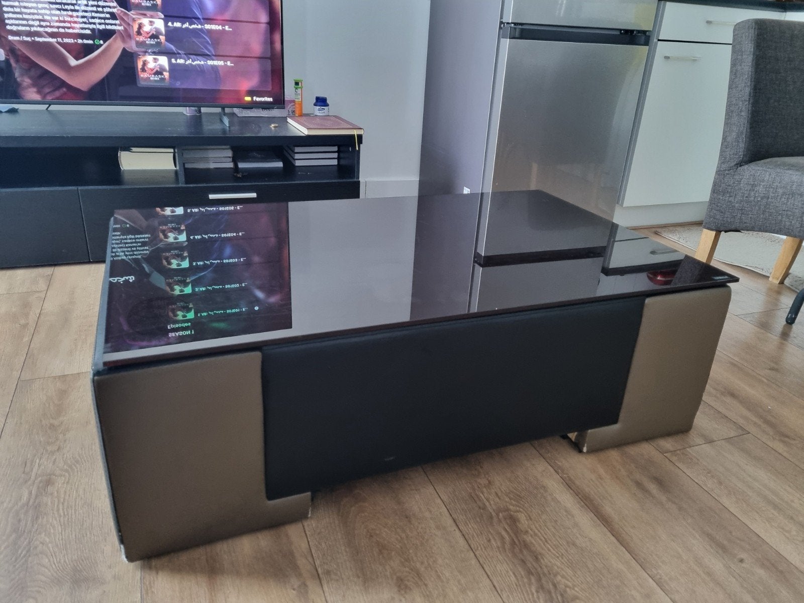salon tafel, Gebruikt, 100 tot 150 cm, Glas, Rechthoekig