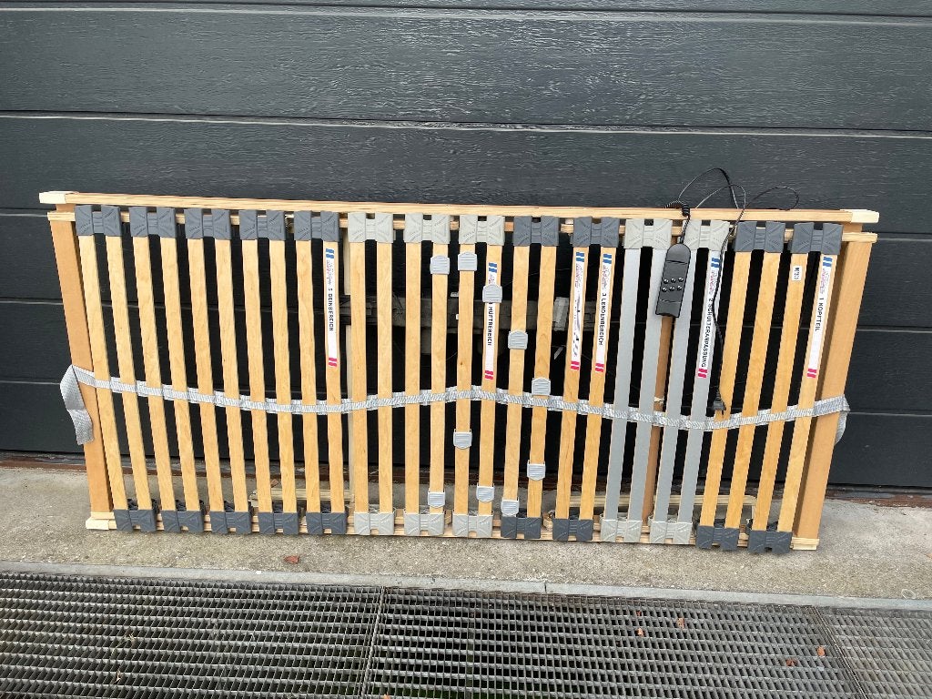 Elektrisch bedienbare houten lattenbodem 200x90 cm, Huis en Inrichting, Slaapkamer | Bedden, Ophalen, Verstelbaar, 90 cm, Eenpersoons