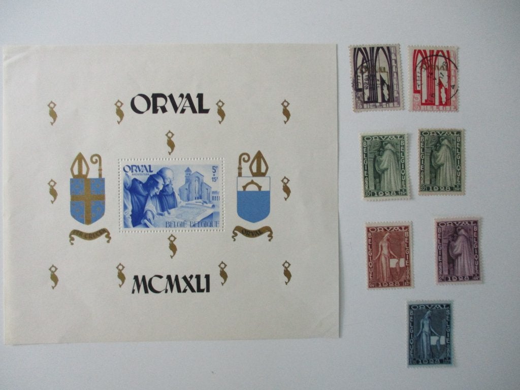Orval Postzegels en blok uit België 1928, Postzegels en Munten, Met stempel, Verzenden, Gestempeld, 1e dag stempel