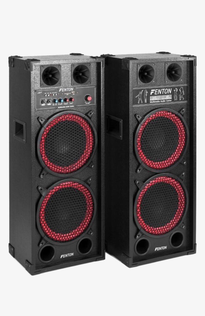 Fenton SPB-1200 Party Speakerset – Bluetooth + Karaoke, Zo goed als nieuw, 120 watt of meer, Front, Rear of Stereo speakers, Ophalen